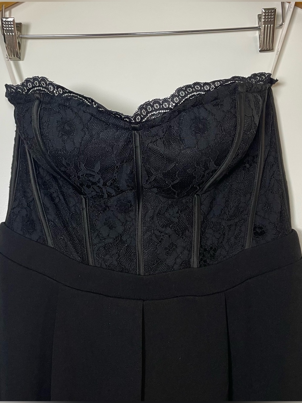 Lulus Black Lace Corset Jumpsuit Women’s Medium Strapless Wide Leg Elegant NWT - Picture 3 of 16